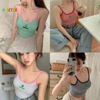 ราคา Honeyba Vintage Striped Small Camisole Female Summer Sexy Tight Y2k Crop Top Tank Vest Nice (55010303690)