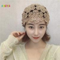 ราคา Honeyba แฟชั่นดอกไม้เย็บปักถักร้อย Hollow โครเชต์ถักหมวก Retro Beanie อุปกรณ์เสริม Nice (52010299729)
