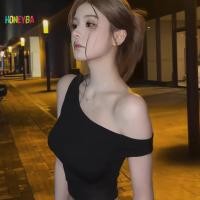 ราคา Honeyba เสื้อยืดแขนสั้นเปิดไหล่แฟชั่นลําลองสําหรับผู้หญิง Nice (49560324845)