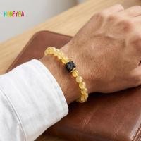 ราคา Honeyba สร้อยข้อมือหินธรรมชาติ Citrine Unisex เครื่องประดับทำด้วยมือ เพิ่มพลังความมั่งคั่งและความสำเร็จ (55807840812)