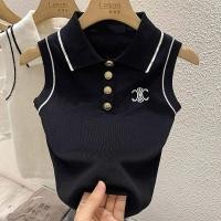 ราคา เสื้อโปโลแขนกุด ผ้าถัก สีดํา สีขาว แฟชั่นสไตล์เกาหลี สําหรับผู้หญิง (25903341601)