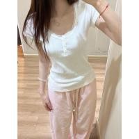 ราคา BANKO เสื้อยืดแขนสั้นลูกไม้สีขาวเอวแคบของผู้หญิงเวอร์ชั่นเกาหลี (27580306458)