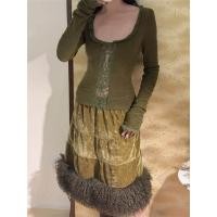 ราคา BANKO เสื้อยืดแขนยาวสไตล์อเมริกันสำหรับฤดูใบไม้ผลิ ใหม่ retro คอเหลี่ยมตาข่าย (48457987851)