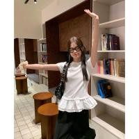 ราคา BANKO เสื้อยืดแขนสั้นสีขาวสไตล์บัลเล่ต์ฤดูร้อนหญิงเวอร์ชั่นเกาหลีลูกไม้สลิมฟิต (28029073048)
