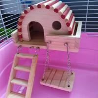 ราคา Golden Bear Basic Cage Platform Hamster House Dollhouse Swing Solid Wood Platform Seesaw Climbing Ladder (45007302645)