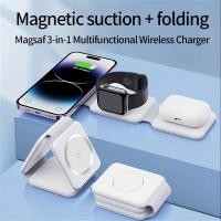 ราคา 30W พับ 3 ใน 1 Fast Charging Pad Desktop Wireless Charger สําหรับ iPhone 17 16 15 14 13 PRO Max iWatch 10 9 8 7 6 AirPods Pro 2 (56458615761)