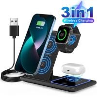 ราคา 3in1 Wireless Charger Desktop Stand สําหรับ iPhone 17 16 15 หูฟังโทรศัพท์มือถือ Fast Charger ที่วางแบบพับได้สําหรับ iWatch AirPods Pro (49408636191)