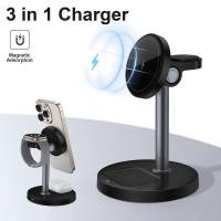 ราคา 15W สําหรับ Magsafe Charge 3 ใน 1 ไร้สายชาร์จสําหรับ iPhone 16 12 Pro Max iWatch 10 9 8 7 AirPods Pro 4 3 Magnetic Fast Chargers (46858431337)