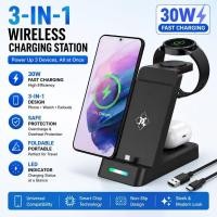 ราคา 30W 3 ใน 1 Wireless Charger Stand Type C Fast Charging Dock Station สําหรับ iPhone 15 Samsung S22 S21 Samsung นาฬิกา 6 5 4 หูฟัง (44429949096)