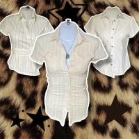 ราคา เสื้อเชิ้ตผู้หญิง ทรงเข้ารูป แขนสั้น มือสอง women s slim fit short sleeve shirt (26184706777)