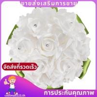 ราคา 2X ช่อดอกไม้แต่งงานที่สวยงามเจ้าสาวเพื่อนเจ้าสาวดอกไม้ดอกไม้ประดิษฐ์ดอกกุหลาบช่อดอกไม้เจ้าสาวสีขาว ริบบิ้นสีเขียว coolmall123th (49009087313)