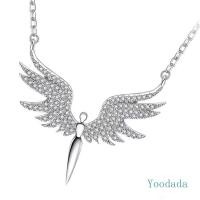 ราคา Yoo Dainty Wing Shaped Pendant Necklace Fashion Look Collarbone Chain Jewelry (57159606223)