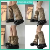 ราคา Leg Warmer Women Faux Furs Fuzzy Long Boots Shoes Cuffs Cover Warm Furry Costume (24466810231)