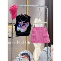 ราคา ชุดเอี๊ยมเสื้อยืด และกระโปรงสั้น แฟชั่นฤดูร้อน สําหรับเด็กผู้หญิง อายุ 3 13 ปี (18391077917)