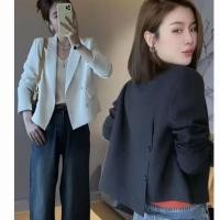 ราคา ผู้หญิงเกาหลีแฟชั่นหลวมย้อนยุคสีทึบเสื้อเบลเซอร์เสื้อแจ็คเก็ตพร้อมสต็อก (26082116868)