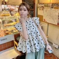 ราคา เสื้อเบลาส์ แขนกุด ทรงหลวม ลายจุด สไตล์เกาหลี เรโทร แฟชั่นสําหรับผู้หญิง (16498546502)