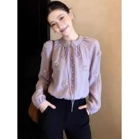 ราคา เสื้อแขนยาวลูกไม้ ลายดอกไม้แบบเกาหลี สำหรับสุภาพสตรี (56008344674)