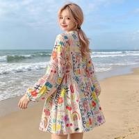 ราคา เสื้อเชิ้ตสไตล์เกาหลีสำหรับผู้หญิง ลายดอกไม้หลวม (52958796526)