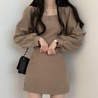 ราคา มินิเดรสทรงเอแขนยาวสไตล์เกาหลี ดีไซน์เรโทร (48301414974)