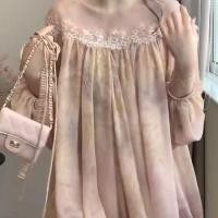 ราคา สไตล์เกาหลีผู้หญิงสุภาพสตรีหลวมชีฟองดอกไม้ลูกไม้ปิดไหล่เสื้อแขนยาวเสื้อ (40000554843)
