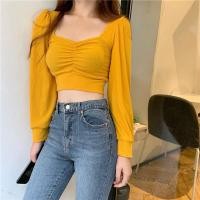 ราคา เสื้อครอปท็อปแขนยาว คอสี่เหลี่ยม เข้ารูป แฟชั่นวินเทจ สไตล์เกาหลี สําหรับผู้หญิง (25974551201)