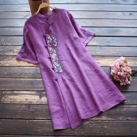 ราคา เสื้อเชิ้ตแขนสั้น ผ้าฝ้าย และผ้าลินิน ปักลาย สไตล์จีน สําหรับผู้หญิง พร้อมส่ง (25606412029)