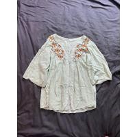 ราคา เสื้อแขนสั้น มือสอง ป้าย cherry อก38 ผ้าสปัน งานปัก สีเขียวอ่อน (51257772351)