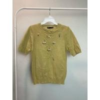 ราคา เสื้อยืด มือสอง ป้าย sara อก34 36 ผ้าไหมพรม งานปัก สีเขียวอ่อน (46757673631)