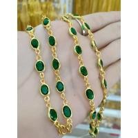 ราคา สร้อยคอทองหุ้มฝังพลอยหลากสี (18779630893)