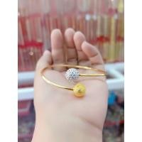 ราคา กำไลหัวกลมสองสีนาคและทอง (23226276535)