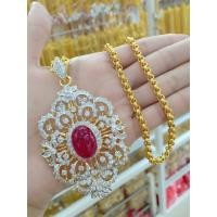 ราคา สร้อยคอเศษทองแท้ห้อยจี้ทับทิม (23906620967)