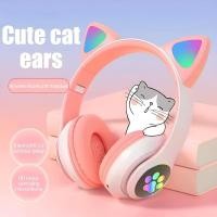 ราคา ใหม่ สวยงาม หูฟังครอบหัวบลูทูธไร้สาย แบบหูแมว เบสหนัก LEDกระพริบ สำหรับกีฬา รองรับTF Card จัดส่งฟรี (41318904225)