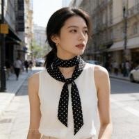 ราคา scarf ไหมเกาหลีดีไซน์ลายจุดแบบแคบยาว สำหรับผู้หญิง พร้อมโบและสายคล้องคอ (57908758461)