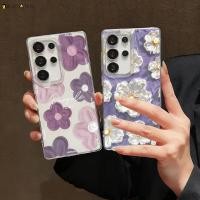 ราคา SAMSUNG สําหรับSamsung Galaxy A72 A71 A70 A70S A22 A55 A54 A53 A52 A52S A51 A50 A50S A30S M01S J7 Pro Primeเคสโทรศัพท์สีม่วงสีขาวทาสีดอกไม้หรูหรากันกระแทกกรณี (45000384847)