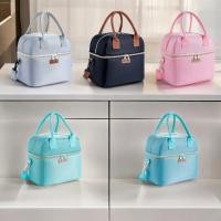 ราคา กระเป๋าเก็บอุณหภูมิ ร้อน เย็น lunch bag กระเป๋าเก็บความเย็น กระเป๋าเก็บอาหาร เครื่องดื่ม แบบ 2 ชั้น มีสายสะพาย (26724470202)