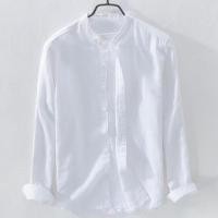 ราคา เสื้อเชิ้ตผ้าฝ้ายลินินคอตั้งสําหรับผู้ชายลําลองแขนยาวหลวมและบางระบายอากาศเสื้อเชิ้ตผ้าลินินเยาวชนสําหรับผู้ชาย (29453636033)