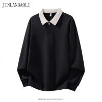 ราคา เสื้อโปโลแขนยาวผู้ชายหลวมสบายๆด้านบน (57800932731)