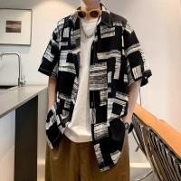 ราคา เสื้อเชิ้ตแขนสั้นลายทางสําหรับเสื้อเชิ้ตผู้ชายฤดูร้อนป้ายแฟชั่นผู้ชายโอเวอร์ไซส์ทรงหลวมพอดีตัว (29904436086)