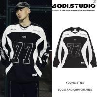ราคา Ball jersey เสื้อฮู้ดแขนยาวเย็บปะติดปะต่อกันสําหรับคู่รัก (29808998221)