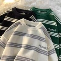 ราคา ลายเสื้อกันหนาวผู้ชายหลวมรอบคอถักเสื้อกันหนาวคู่เสื้อสวมหัวเสื้อกันหนาว (28911204612)