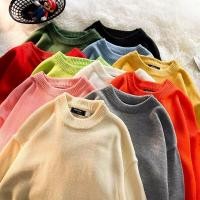 ราคา เสื้อสเวตเตอร์คอกลมสีทึบสําหรับผู้ชายทรงหลวมสําหรับคู่รักแมทช์กับเสื้อไหมพรมสีทึบ (28758867333)