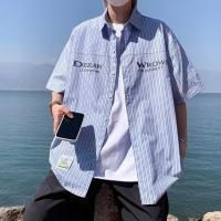 ราคา เสื้อเชิ้ตลายทางเสื้อเชิ้ตแขนสั้นเสื้อแจ็คเก็ตสไตล์พอร์ตฤดูร้อน (28506542979)