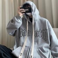 ราคา เสื้อฮู้ดอินเทรนด์สําหรับผู้ชายทรงหลวมเสื้อคาร์ดิแกนมีซิปมีฮู้ดนักเรียนเสื้อแจ็คเก็ตคู่รัก (26865693199)