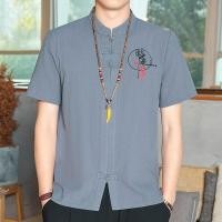ราคา เสื้อยืดแขนสั้น ผ้าฝ้าย และผ้าลินิน ทรงหลวม ปักลาย สไตล์จีน แฟชั่นฤดูร้อน สําหรับผู้ชาย (25919423592)