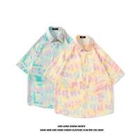 ราคา เสื้อเชิ้ตแขนสั้นลําลอง พิมพ์ลายกราฟฟิติ ทรงหลวม สีมัดย้อม เหมาะกับเดินชายหาด แฟชั่นสตรีท (25272511058)