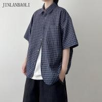 ราคา จินลันบาวลี เสื้อเชิ้ตแขนสั้นลายหมากรุกสําหรับคู่รักอเนกประสงค์ (57509631003)