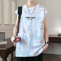 ราคา เสื้อกั๊กพิมพ์ลายมัดย้อมสําหรับผู้ชายกีฬาฤดูร้อนไหล่ (29985024441)