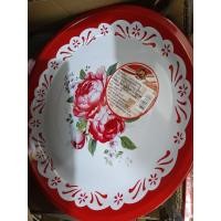 ราคา ยกโหล12ใบ ถาดแสตนเลสแถบแดงลายดอกขนาด30cm เนื้้อดีร้านเลือกลายให้ (52556169302)