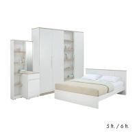 ราคา HomeHuk ชุดห้องนอน รุ่นมินิมอล เตียง ตู้เสื้อผ้า 4 บาน โต๊ะเครื่องแป้งแบบยืน สีขาว เลอบาน่า โอ๊ค (54458542584)
