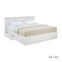 ราคา HomeHuk เตียงนอน พร้อมกล่องเก็บของใต้เตียง รุ่นมินิมอล สีขาว เลอบาน่า โอ๊ค (53608561225)